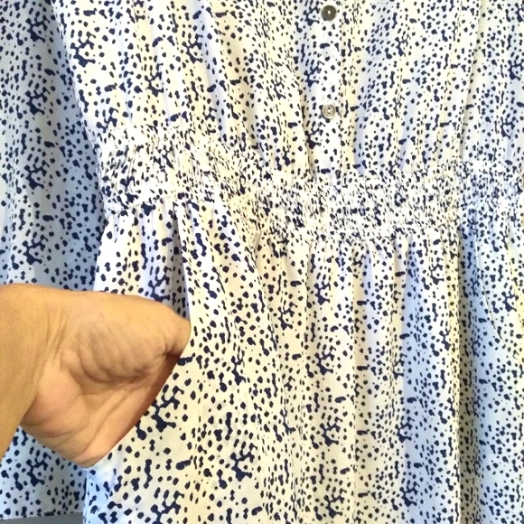 🎁NWOT BCBGeneration Navy/White, Long Sleeve, Elastic Waist, Classic Mini Dress - Picture 7 of 16